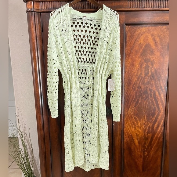 FREE PEOPLE Honeydew Sweet Talker Long Crochet Cardigan - Picture 2 of 12